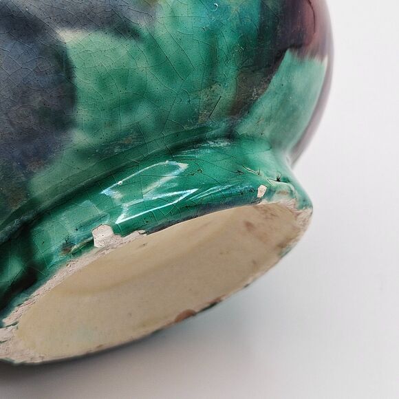 Oaxaca Mexico Dripware Ceramic Art Pottery Pitcher Flowers Green Vintage - Picture 8 of 12